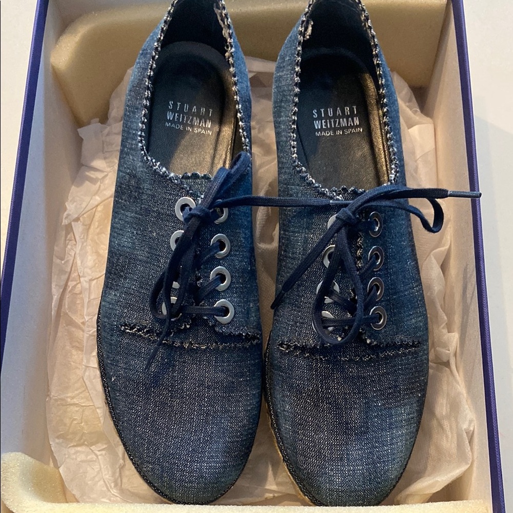 Stuart Weitzman Denim Lace-Up Shoes